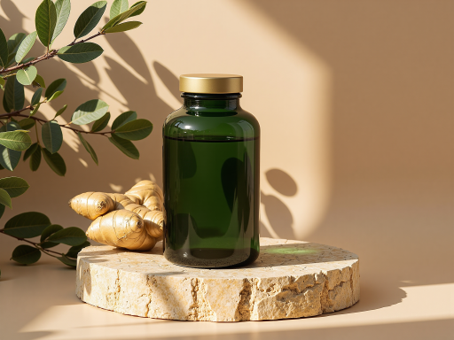 保健品展示，营养品瓶装，绿色健康主题背景