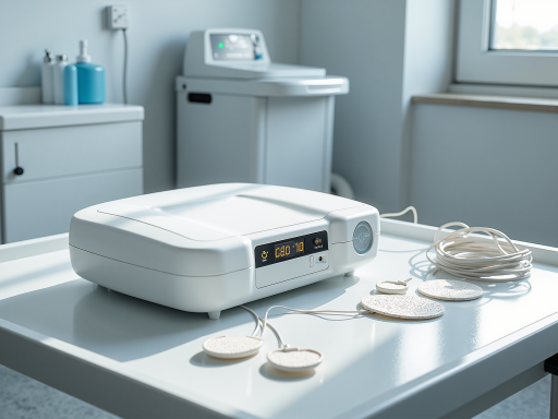 医疗器械展示，血压计血糖仪等设备，白色医疗背景