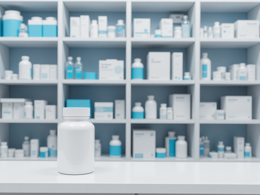 处方药展示，整齐排列的药盒，白色背景，专业医疗用品